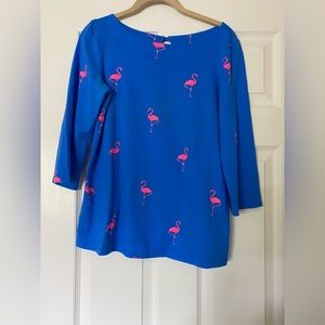Gently used Lilly Pulitzer pink flamingo shirt. Smoke free home